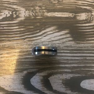 Black and silver handmade stainless steel ring